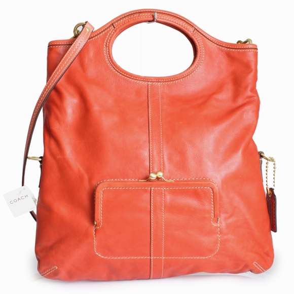 Coach Ergo Convertible Tote #12250 Burnt Orange NWT/NWD Tattersall Kiss Lock HTF - Picture 1 of 15